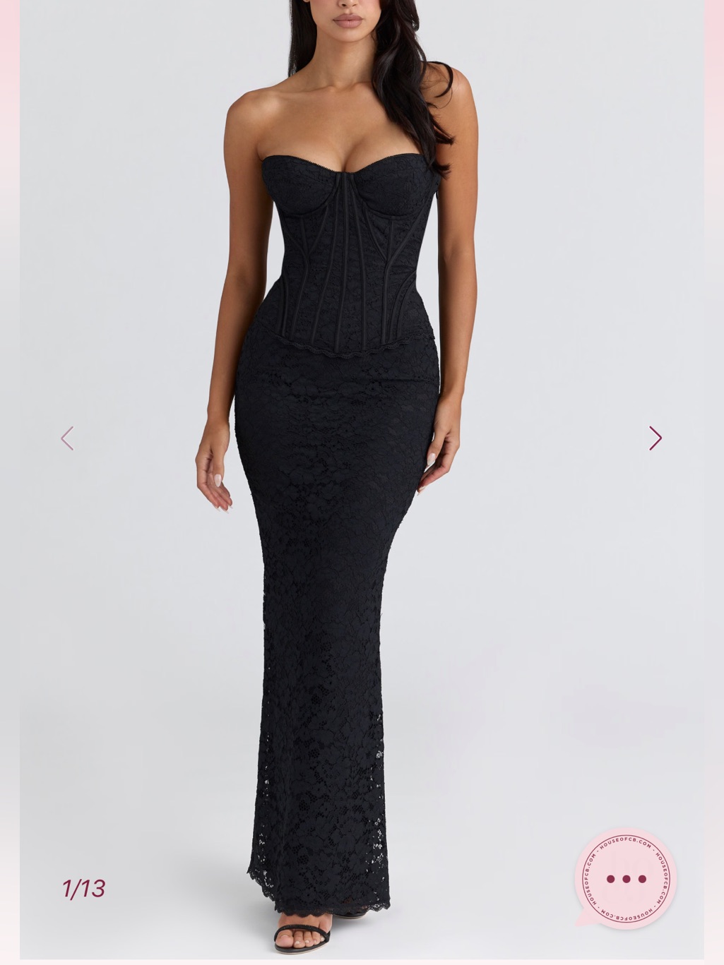 House Of Cb Black Strapless Lace Corset Gown